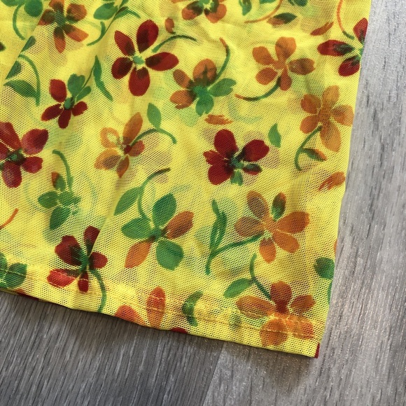 Floral Print Mesh Swim Coverup Shorts - Picture 2 of 3